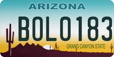 AZ license plate BOL0183
