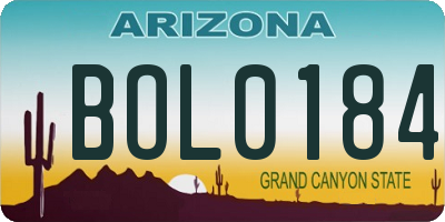 AZ license plate BOL0184