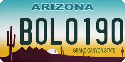 AZ license plate BOL0190