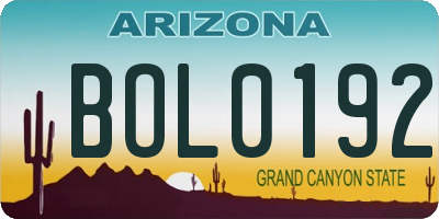 AZ license plate BOL0192