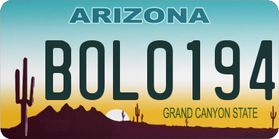 AZ license plate BOL0194
