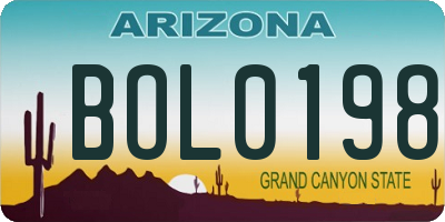 AZ license plate BOL0198