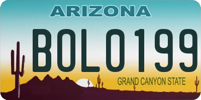 AZ license plate BOL0199