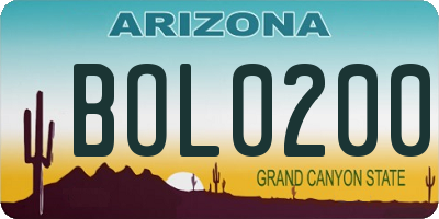 AZ license plate BOL0200