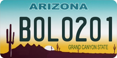 AZ license plate BOL0201