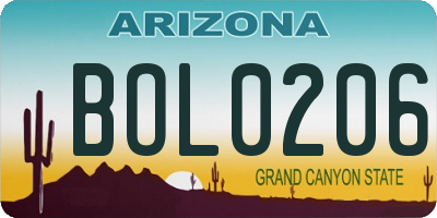 AZ license plate BOL0206