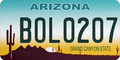 AZ license plate BOL0207