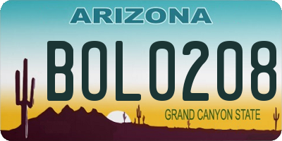 AZ license plate BOL0208