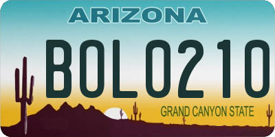 AZ license plate BOL0210