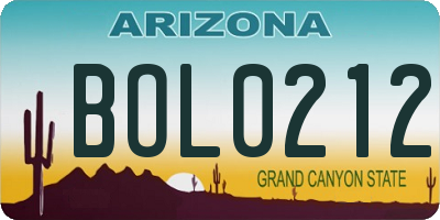 AZ license plate BOL0212