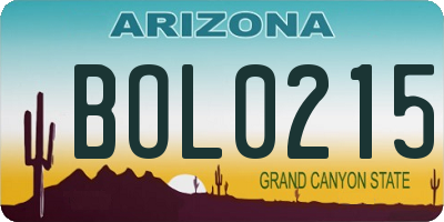 AZ license plate BOL0215