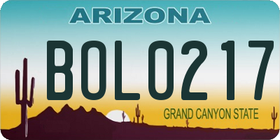 AZ license plate BOL0217