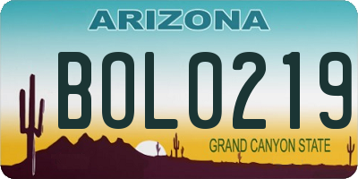 AZ license plate BOL0219