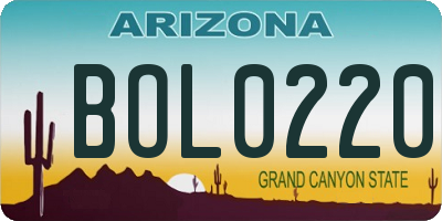 AZ license plate BOL0220