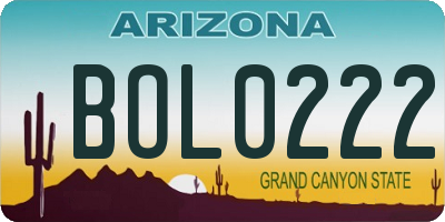 AZ license plate BOL0222