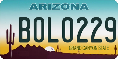 AZ license plate BOL0229