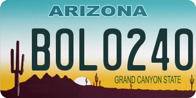 AZ license plate BOL0240