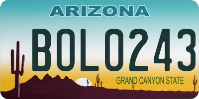 AZ license plate BOL0243