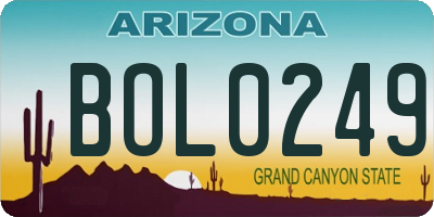AZ license plate BOL0249
