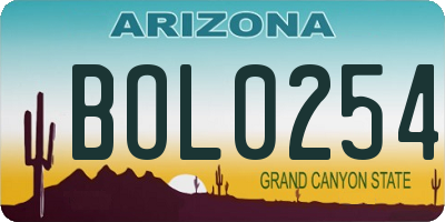 AZ license plate BOL0254