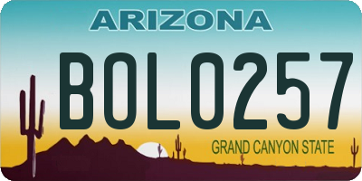 AZ license plate BOL0257