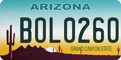 AZ license plate BOL0260