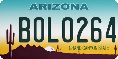 AZ license plate BOL0264