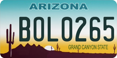 AZ license plate BOL0265