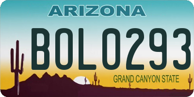AZ license plate BOL0293