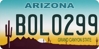AZ license plate BOL0299