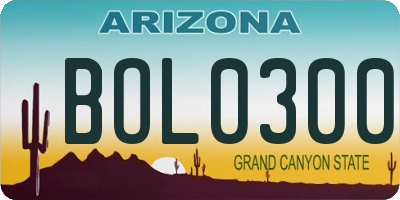 AZ license plate BOL0300