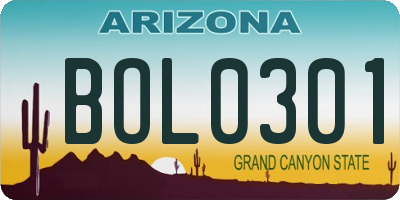 AZ license plate BOL0301