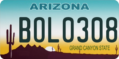 AZ license plate BOL0308