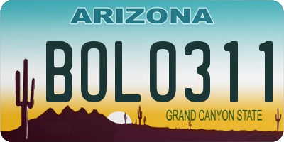 AZ license plate BOL0311
