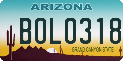 AZ license plate BOL0318