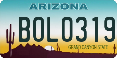 AZ license plate BOL0319