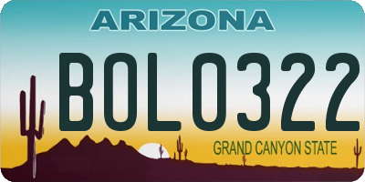 AZ license plate BOL0322