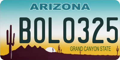 AZ license plate BOL0325