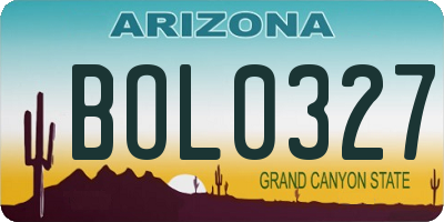 AZ license plate BOL0327