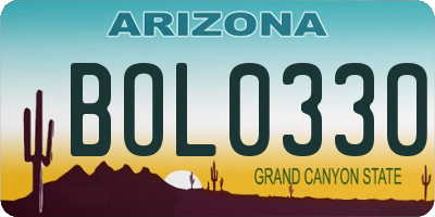 AZ license plate BOL0330