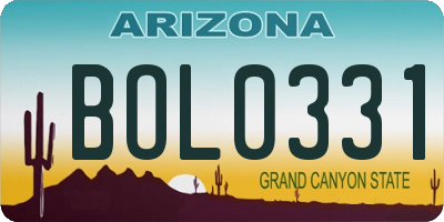 AZ license plate BOL0331