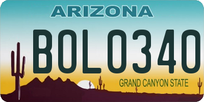 AZ license plate BOL0340