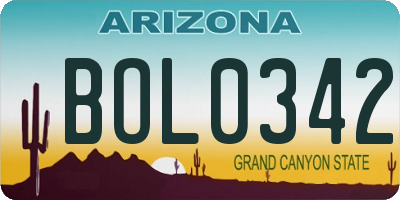 AZ license plate BOL0342