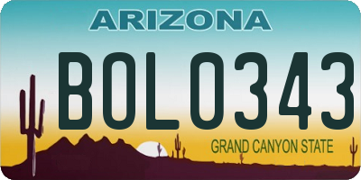 AZ license plate BOL0343