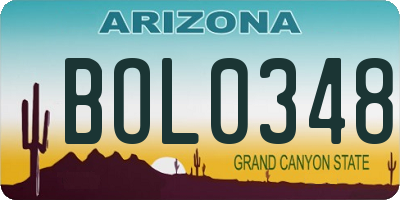 AZ license plate BOL0348