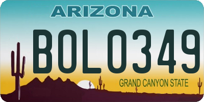 AZ license plate BOL0349