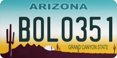 AZ license plate BOL0351