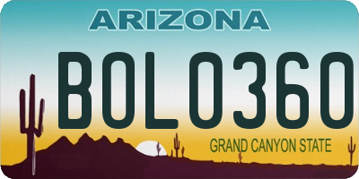 AZ license plate BOL0360