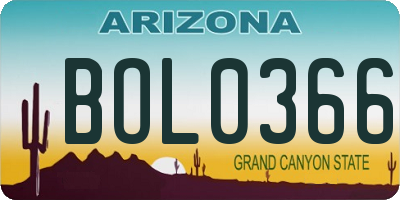 AZ license plate BOL0366