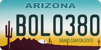 AZ license plate BOL0380
